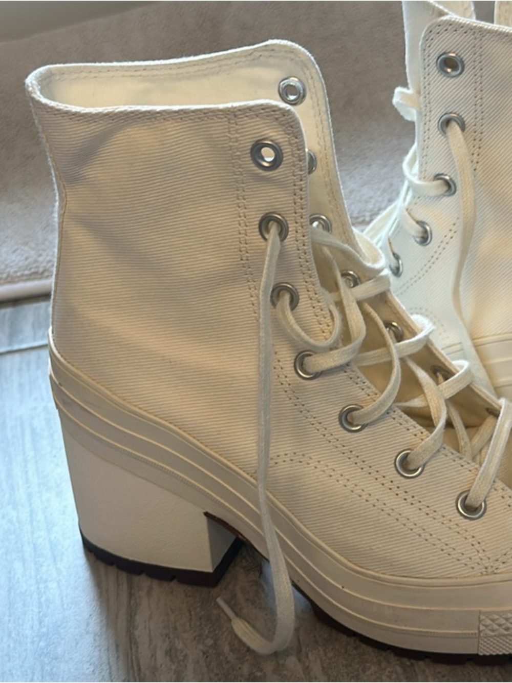 Converse White Platform Chunky Heel High-Top Boots View 2